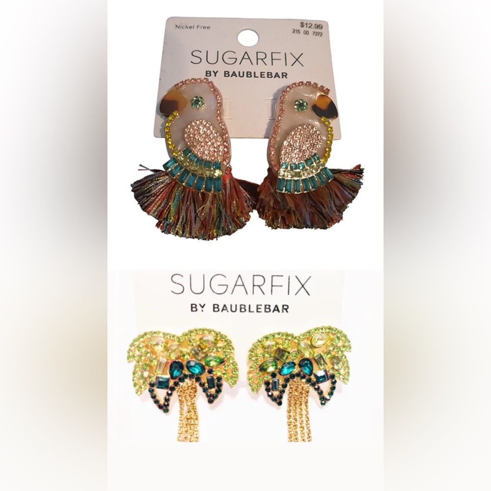 Sugarfix Bauble Bar parrot palm tree earrings